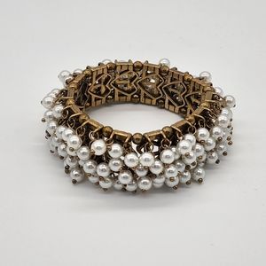 Plunder Gold-tone & Mini Pearls Stretch Bracelet